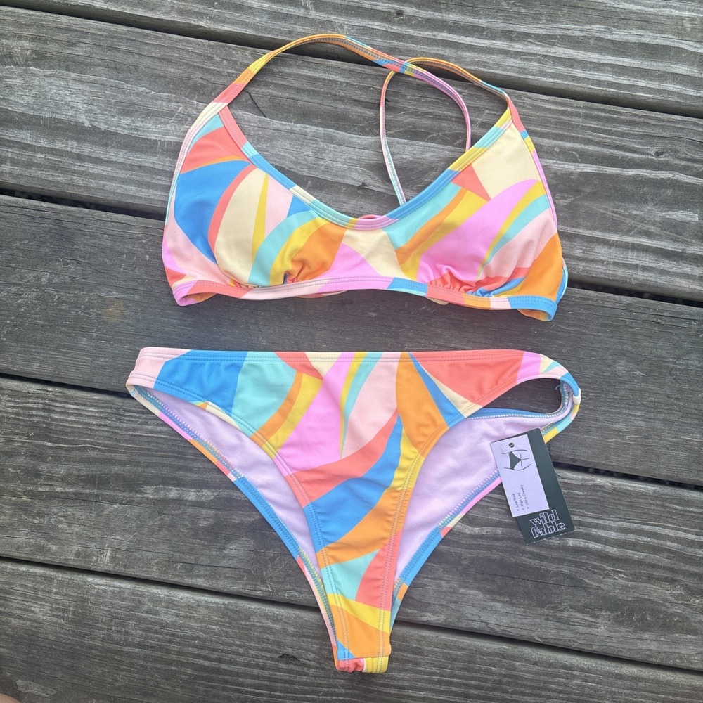 Women's Swimsuit Bikini Top S (4-6) Bottoms (4-6) WILD FABLE NWT Low Rise Cheeky